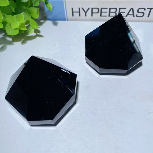 2.3" Black Obsidian Diamond Carvings Crystal Healing Bulk Wholesale