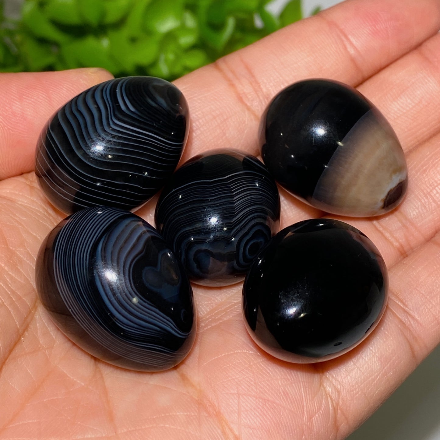 30mm Black Banded Agate Egg Crystal Healing Bulk Wholesale