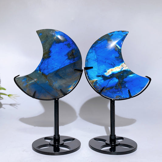 3.0"-3.3" Labradorite Moon Carving with Stand Crystal Healing Bulk Wholesale
