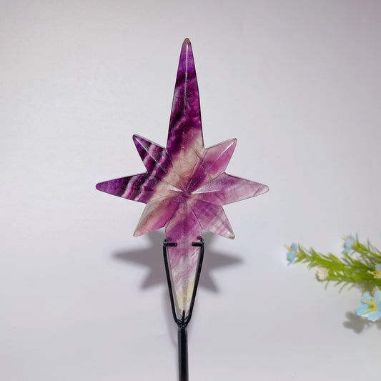 5.5" Fluorite Clear Quartz Polaris Carvings with Stand Crystal Healing Bulk Wholesale