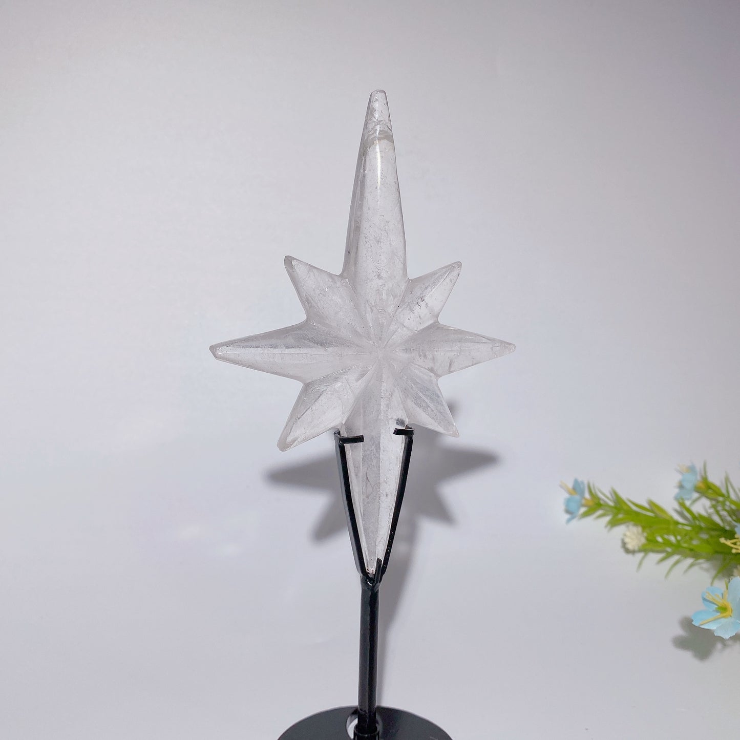 5.5" Fluorite Clear Quartz Polaris Carvings with Stand Crystal Healing Bulk Wholesale