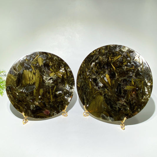 16.5cm-20cm Green Mica Round Slab with Stand Bulk Wholesale