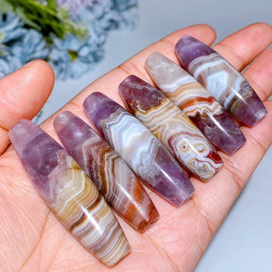 1.7"-2.2" Striped Agate Grow with Amethyst Cylinder Pendant Crystal Healing Bulk Wholesale