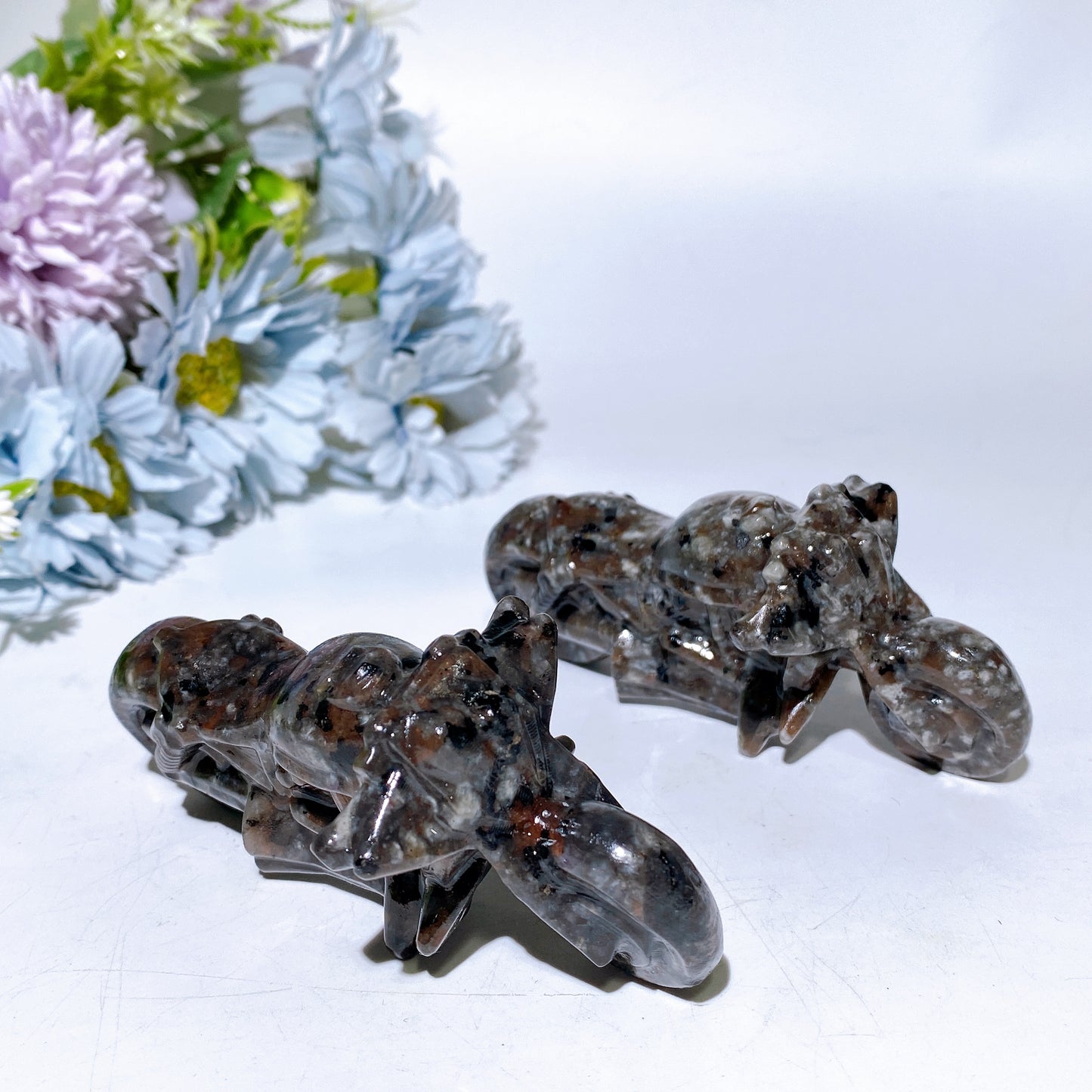 3.9" Pyrite Terahertz Black Obsidian Motorcycle Carvings Crystal Healing Bulk Wholesale