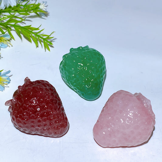 2.0" Crystal Strawberry Fruit Carving Crystal Healing Bulk Wholesale
