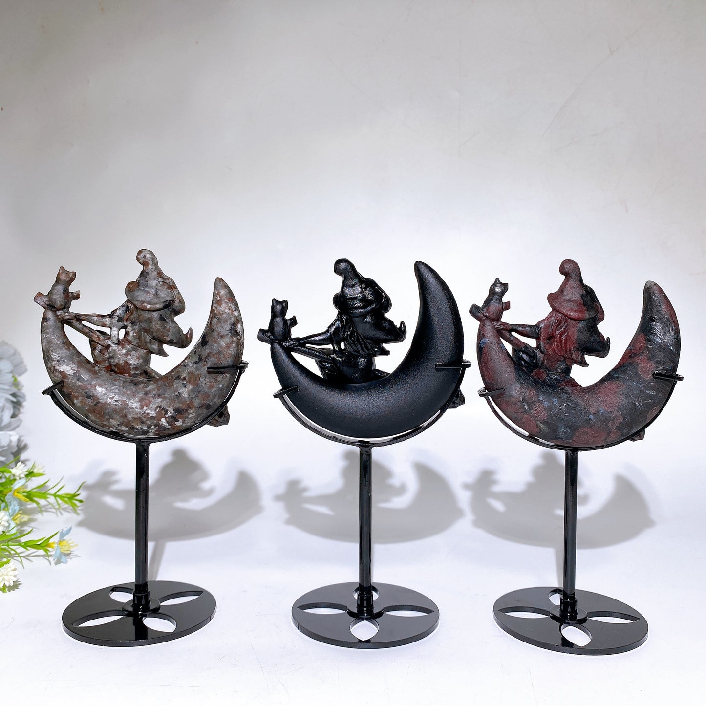 Crystal Witch Moon Carving with Stand Crystal Healing Bulk Wholesale