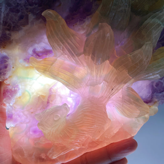 18cm Unique Fluorite Nine-tails Fox Carving Crystal Healing Bulk Wholesale