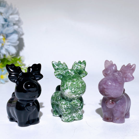 2.1" Crystal Reindeer Carving Crystal Healing Bulk Wholesale