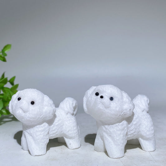 2.1" White Jade Dog Carving Crystal Healing Bulk Wholesale
