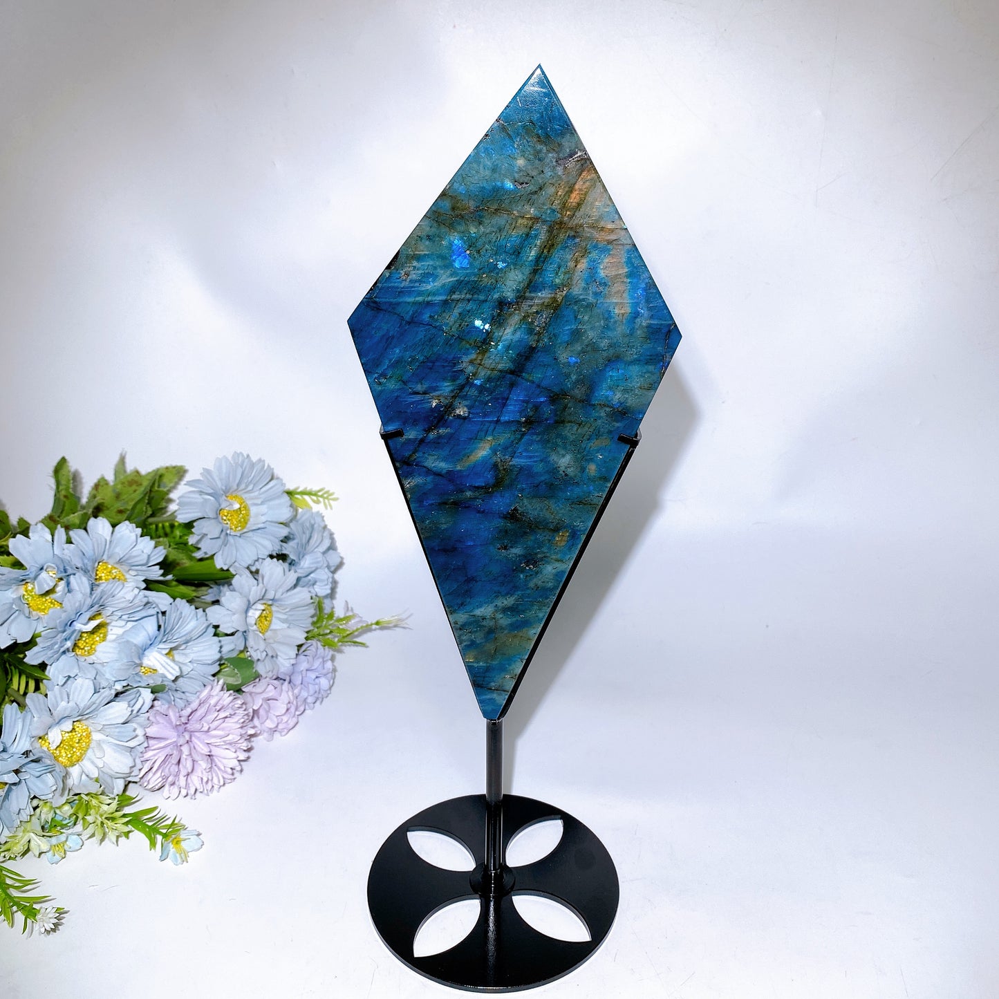 26cm Large Unique Labradorite Rhombus Carving with Stand Crystal Healing Bulk Wholesale