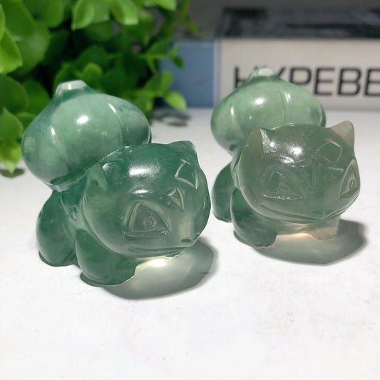1.9" Green Fluorite Bulbasaur Carvings Crystal Healing Bulk Wholesale
