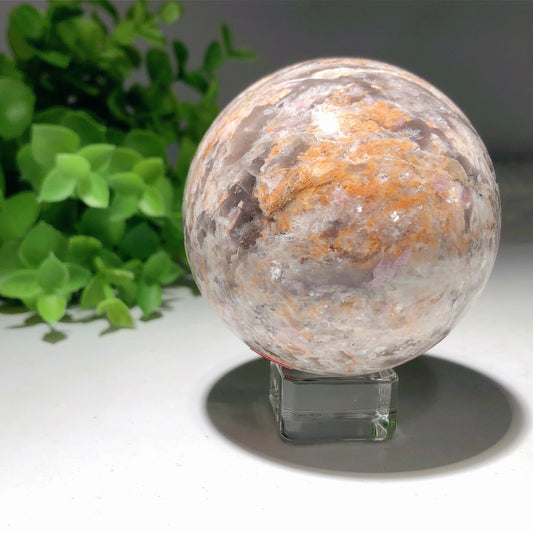 2.0"-4.5" Pink Tourmaline In Mica Smoky Quartz Sphere Crystal Healing Bulk Wholesale