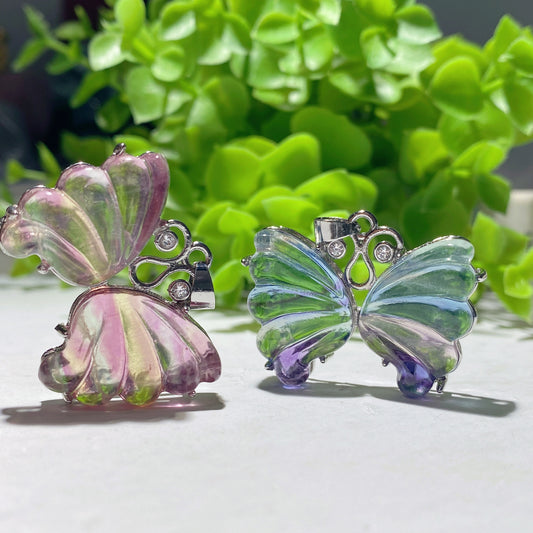 1.4" Fluorite Butterfly Pendant Crystal Healing Bulk Wholesale