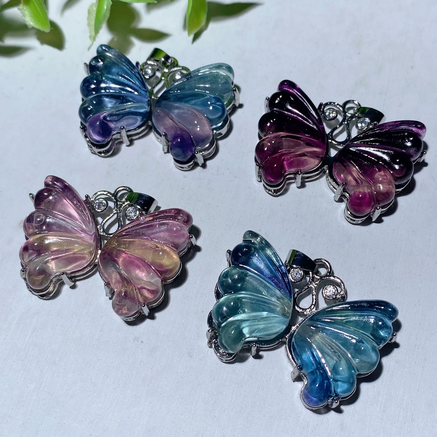 1.4" Fluorite Butterfly Pendant Crystal Healing Bulk Wholesale