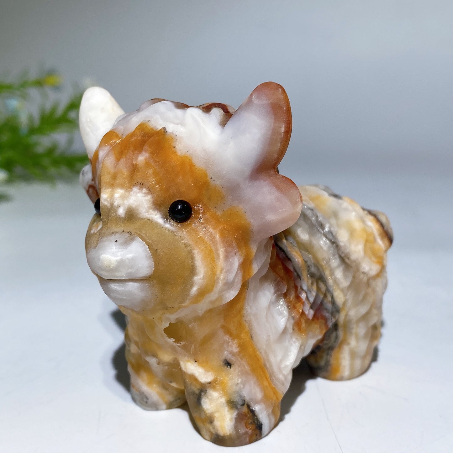 3.1" Banded Orange Calcite Cattle Carving Crystal Healing Bulk Wholesale