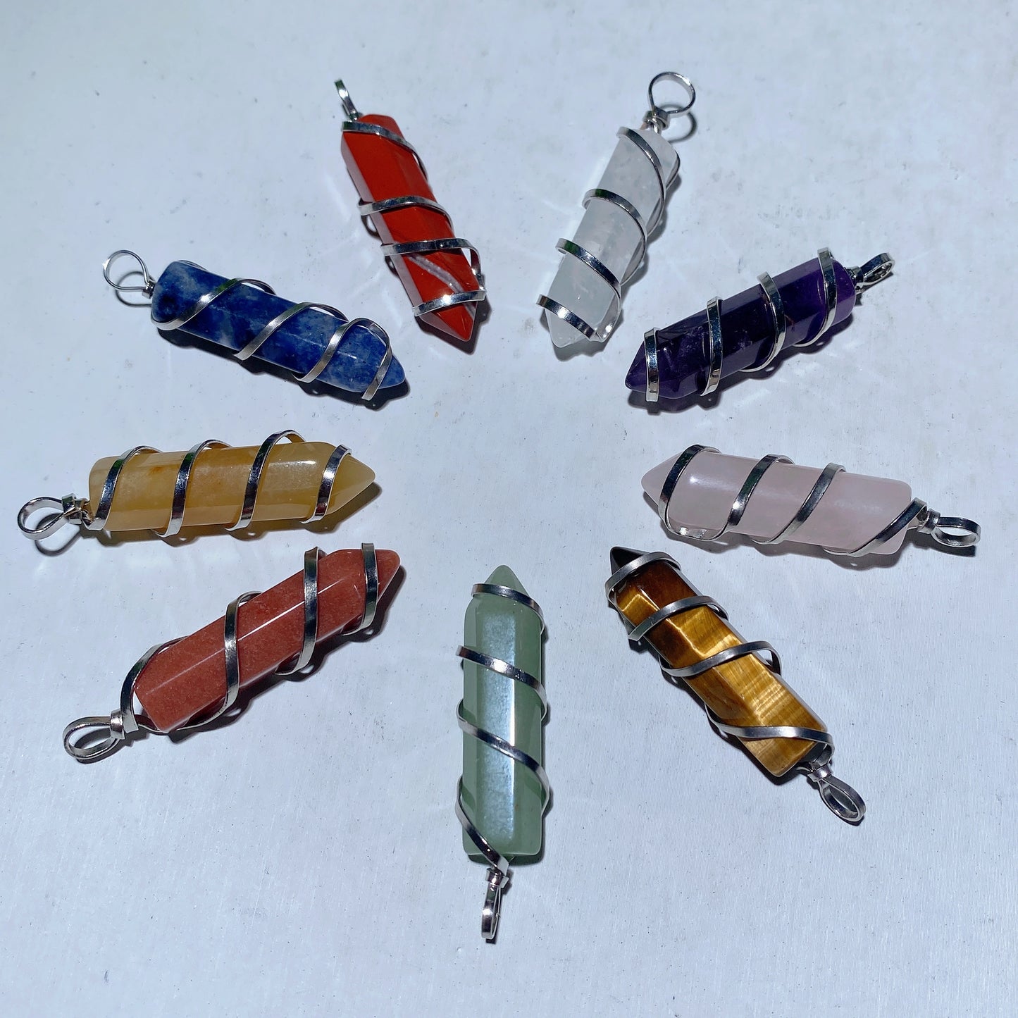 1.0" Mixed Crystaal Point Pendant Crystal Healing Bulk Wholesale