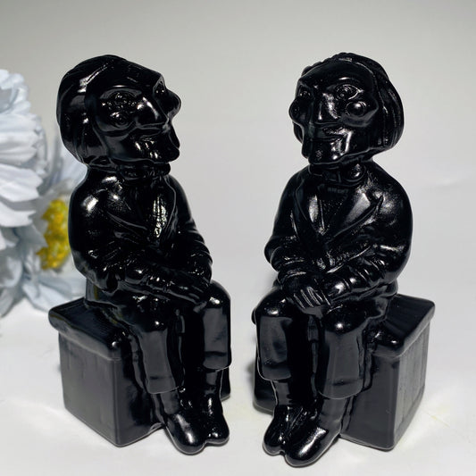 3.2" Black Obsidian Billy the Puppet Carvings Crystal Healing Bulk Wholesale
