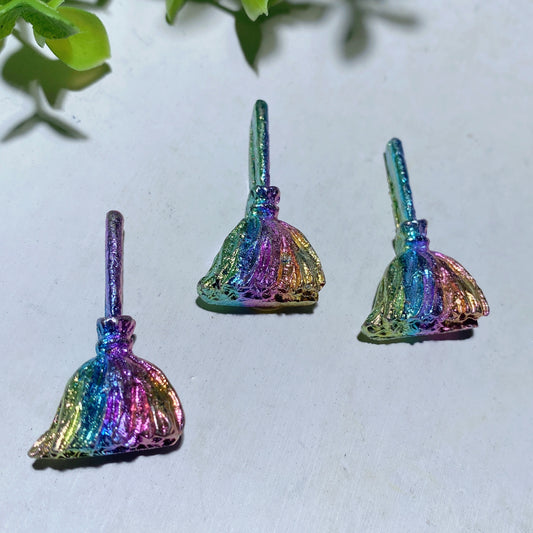 0.9"-1.3" Bismuth Broom Pumpkin Carvings for Halloween Crystal Healing Bulk Wholesale