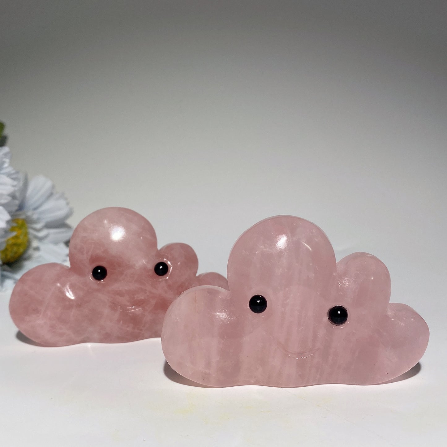 3.0" Clear Quartz Rose Quartz Cloud Face Carvings Crystal Healing Bulk Wholesale