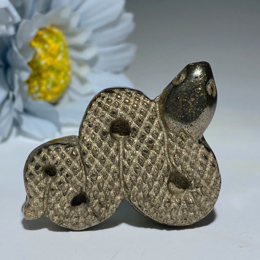 1.8" Pyrite Snake Carvings Crystal Healing Bulk Wholesale