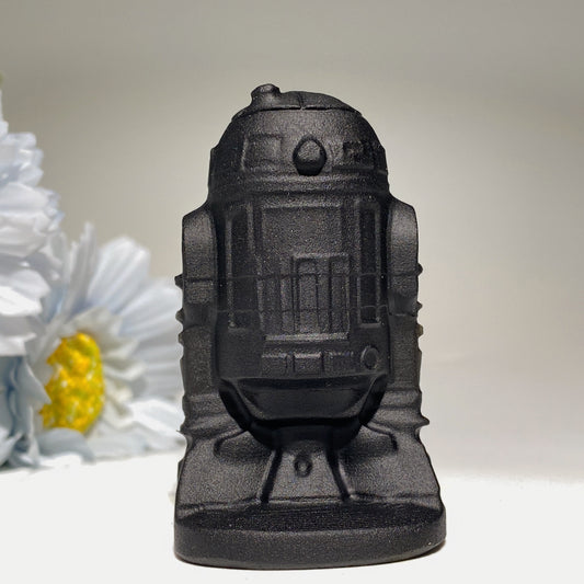 2.5" Black Obsidian R2D2 Carvings Crystal Healing Bulk Wholesale