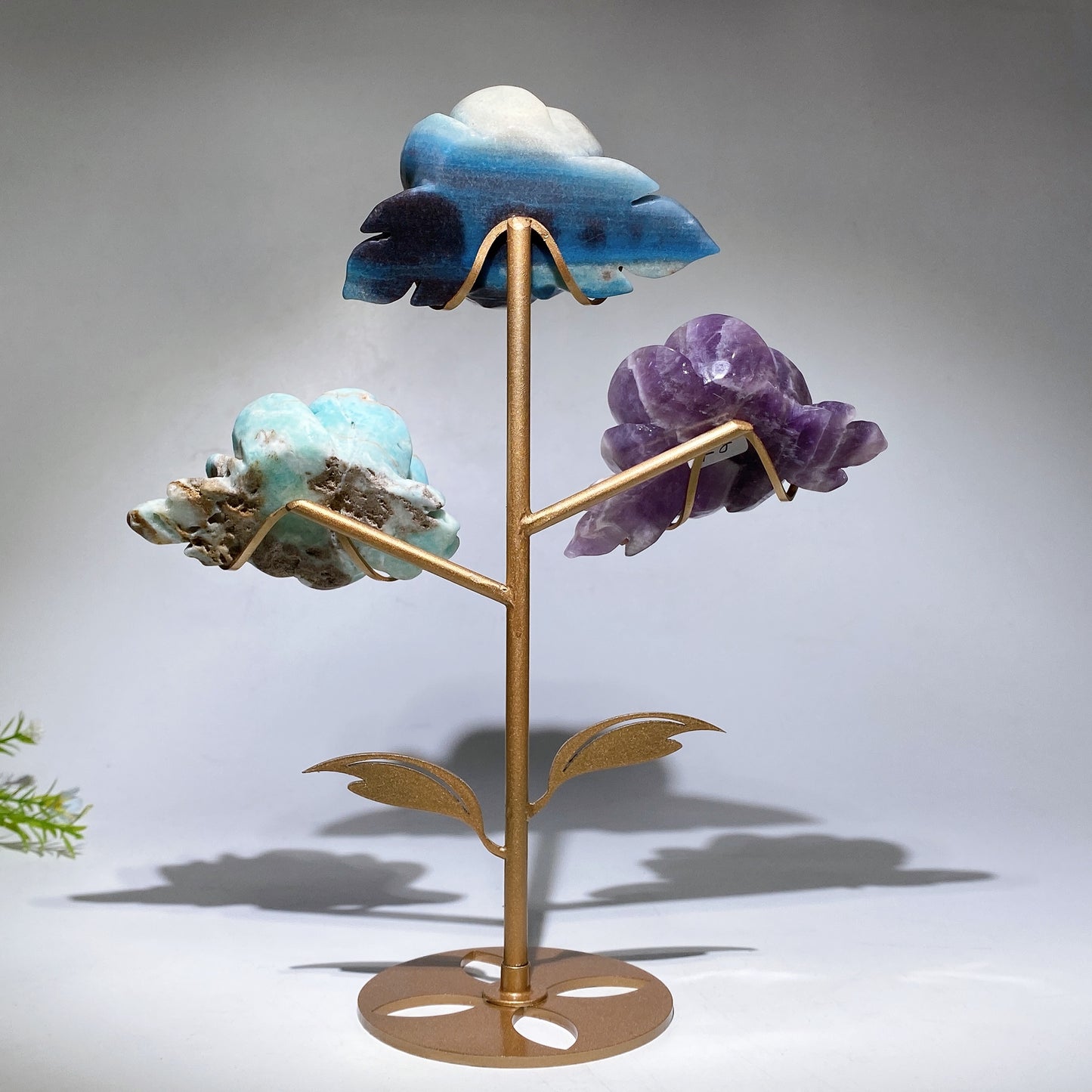 28cm Trolleite Hemimorphite Dream Amethyst Flower Carving with Stand Crystal Healing Bulk Wholesale