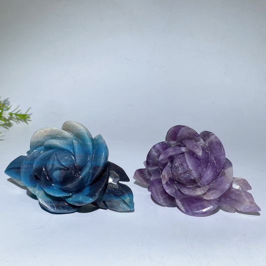 28cm Trolleite Hemimorphite Dream Amethyst Flower Carving with Stand Crystal Healing Bulk Wholesale