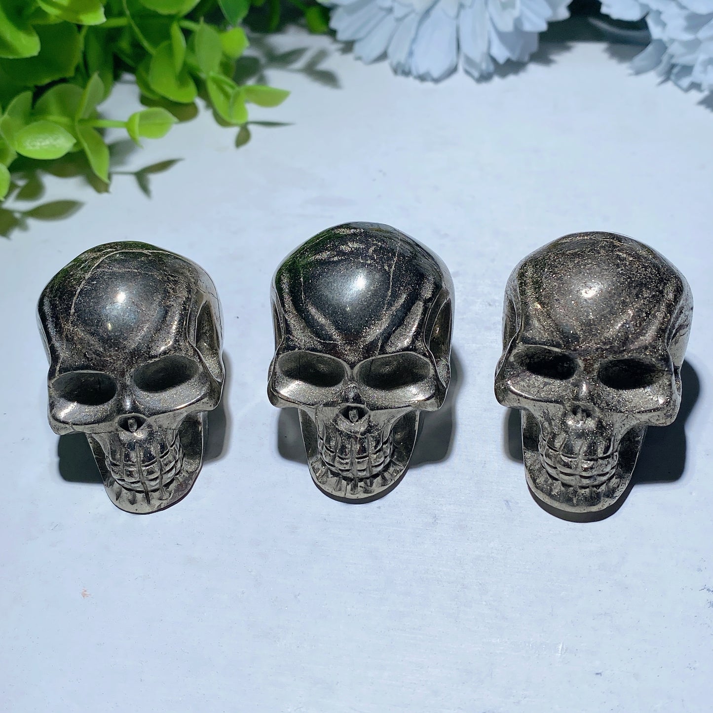 1.7" Pyrite Skull Carvings Crystal Healing Bulk Wholesale