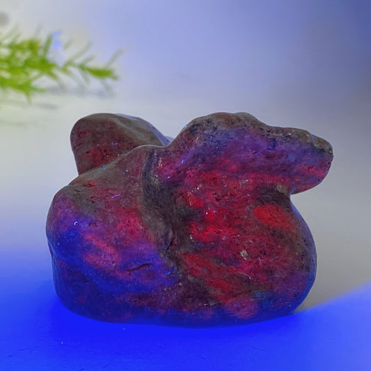 2.3" UV Reactive Ruby In Kyanite Cat with Wings Carving Crystal Healing Bulk Wholesale
