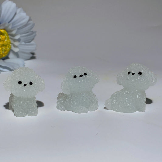 1.1" Mini Luminous Teddy Dog Carvings Crystal Healing Bulk Wholesale