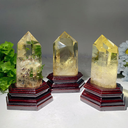5.0"-8.0" Citrine Tower with Wooden Base Crystal Healing Bulk Wholesale