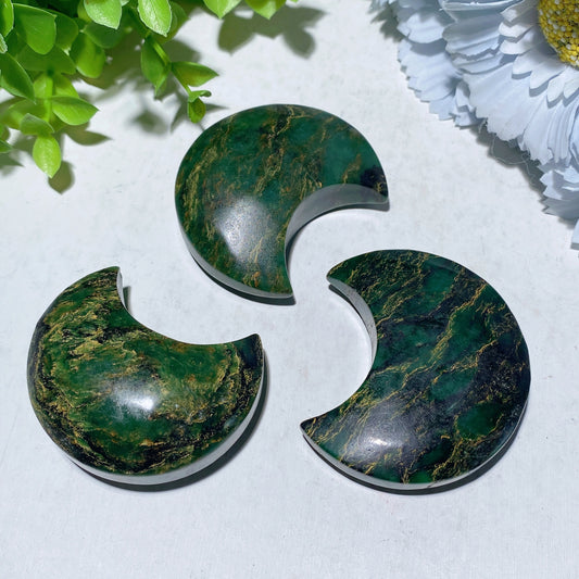 2.0"-2.3" Emeral Moon Carvings Crystal Healing Bulk Wholesale