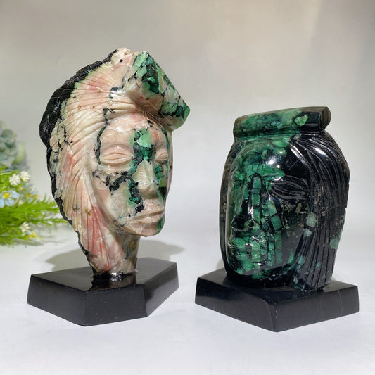 Natural Emerald Unique Face Carving Crystal Healing Bulk Wholesale