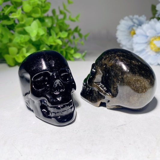 2.3" Golden Obsidian Skull Carvings Crystal Healing Bulk Wholesale