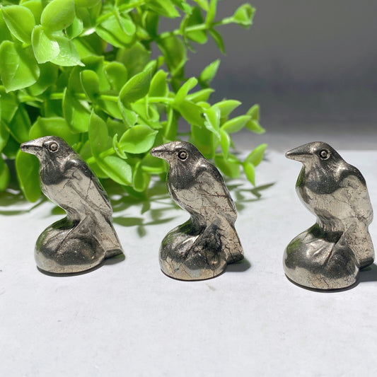 1.3" Pyrite Crow Carvings Crystal Healing Bulk Wholesale