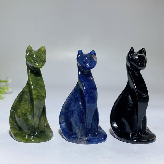 3.1" Crystal Cat Carving Crystal Healing Bulk Wholesale