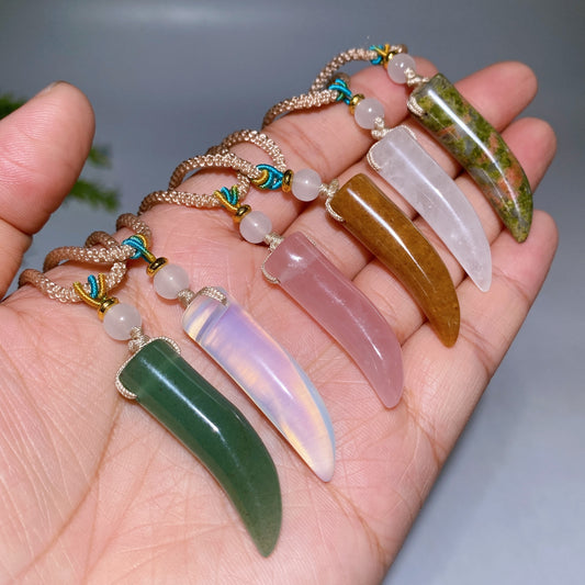 Crystal Wolf Tooth with Cord Necklace Crystal Healing Bulk Wholesale