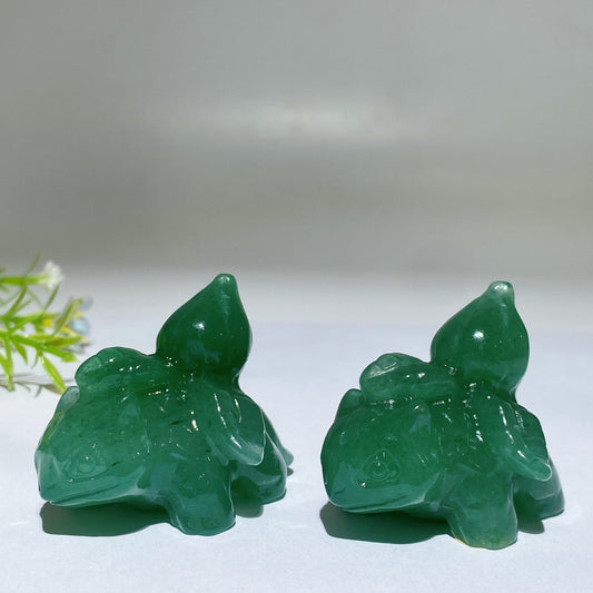 2.1" Green Aventurine Bulbasaur Pokemon Carving Crystal Healing Bulk Wholesale
