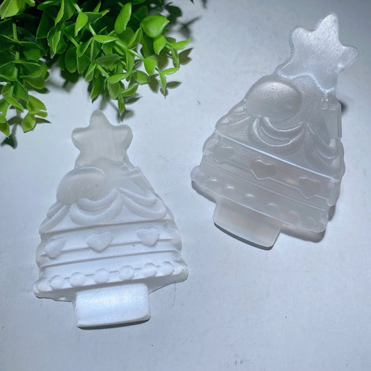 4.7" Selenite Christmas Tree Carvings Crystal Healing Bulk Wholesale