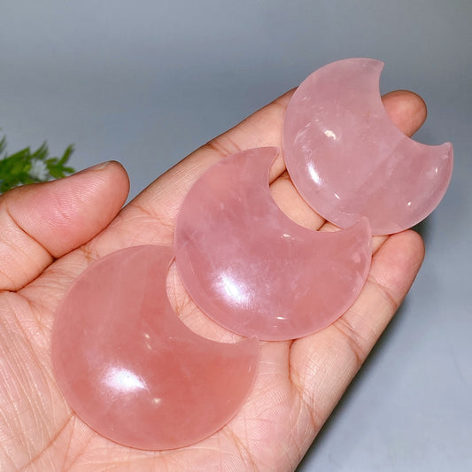 1.8"-2.0" Rose Quartz Moon Carvings Crystal Healing Bulk Wholesale