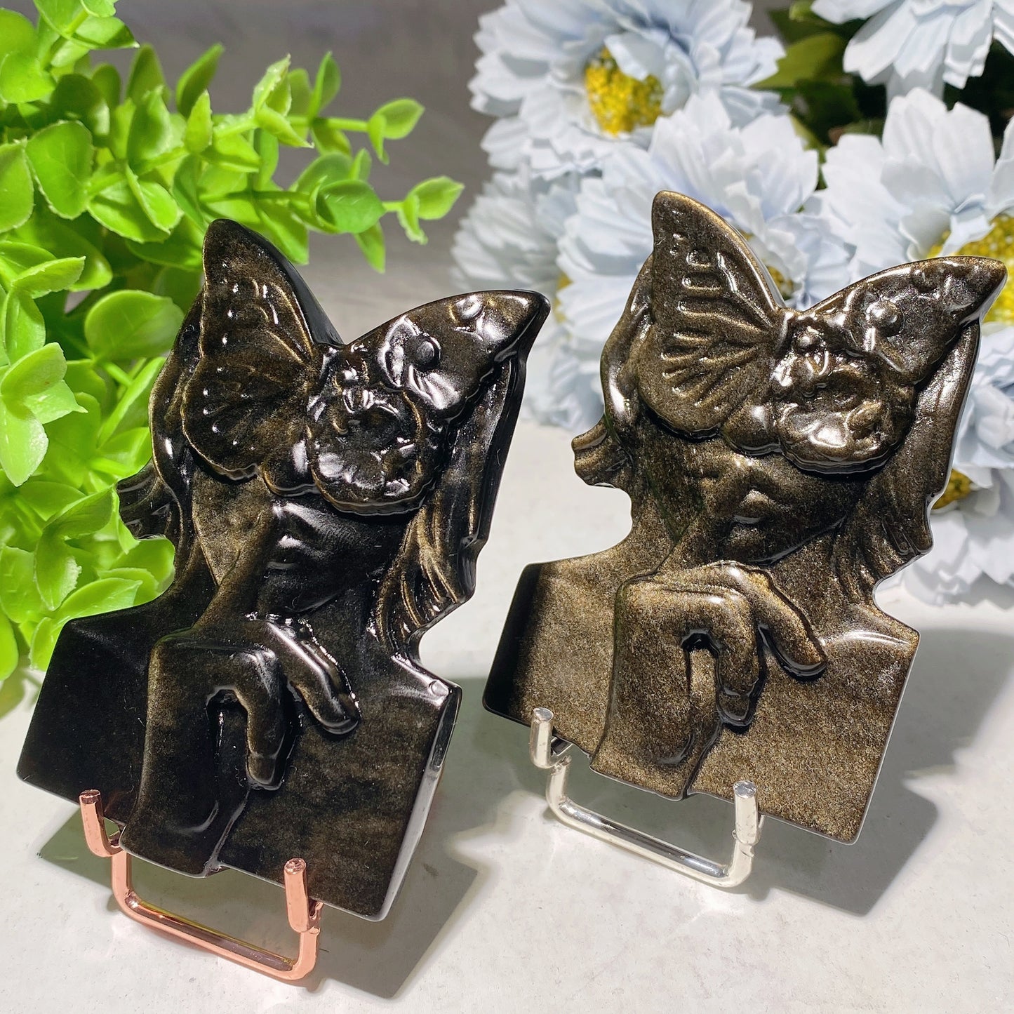 3.2" Golden Obsidian Butterfly Fairy Carvings Crystal Healing Bulk Wholesale