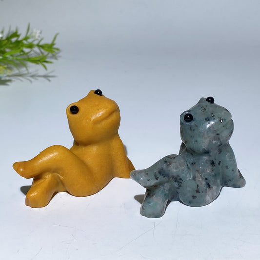 2.4" Crystal Cross Legs Frog Carving Crystal Healing Bulk Wholesale