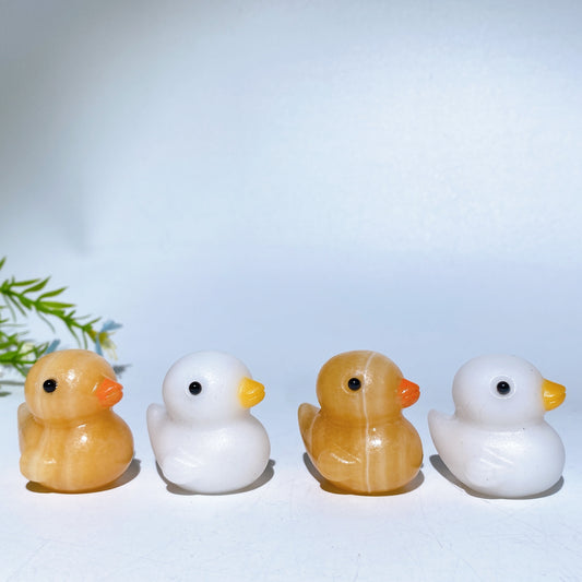 1.5" Orange Calcite White Jade Duck Carving Crystal Healing Bulk Wholesale