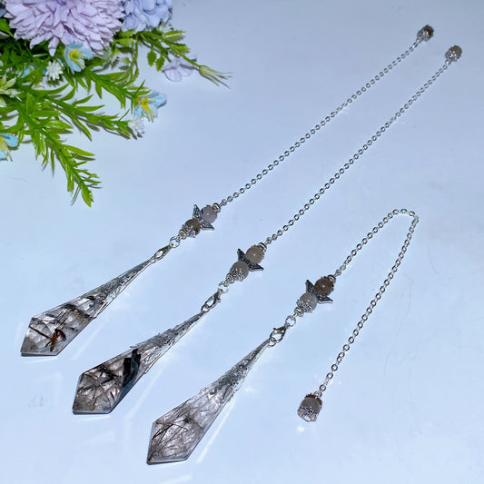 32cm Black Tourmaline in Quartz Pendulum Crystal healing Bulk Wholesale