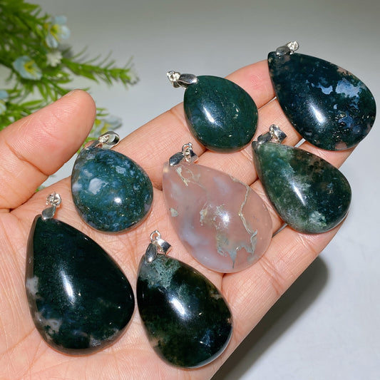 Moss Agate Water Drop Pendant Crystal Healing Bulk Wholesale