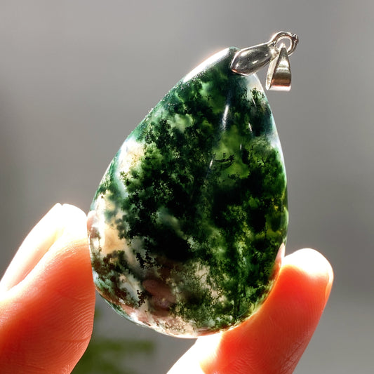 Moss Agate Water Drop Pendant Crystal Healing Bulk Wholesale