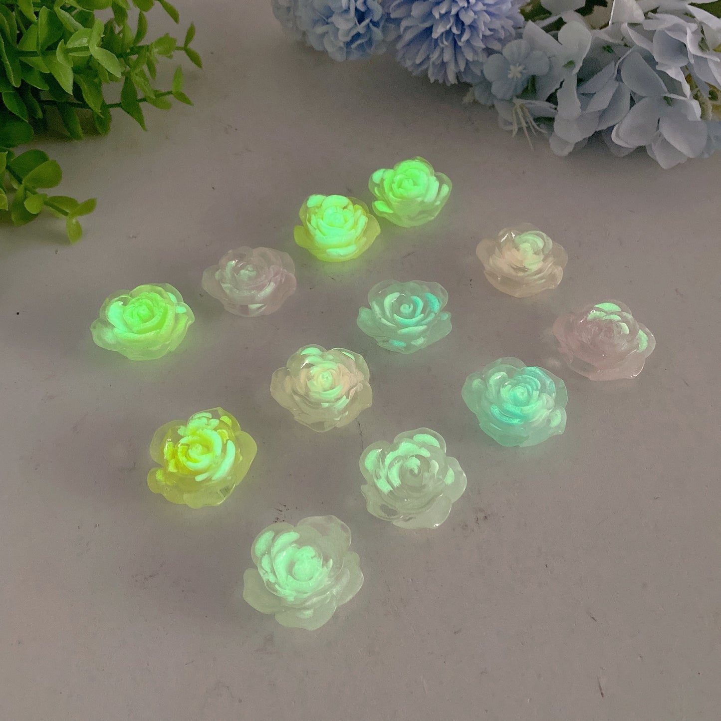 2pcs Resin Luminous Rose Flower Crystal Healing Bulk Wholesale
