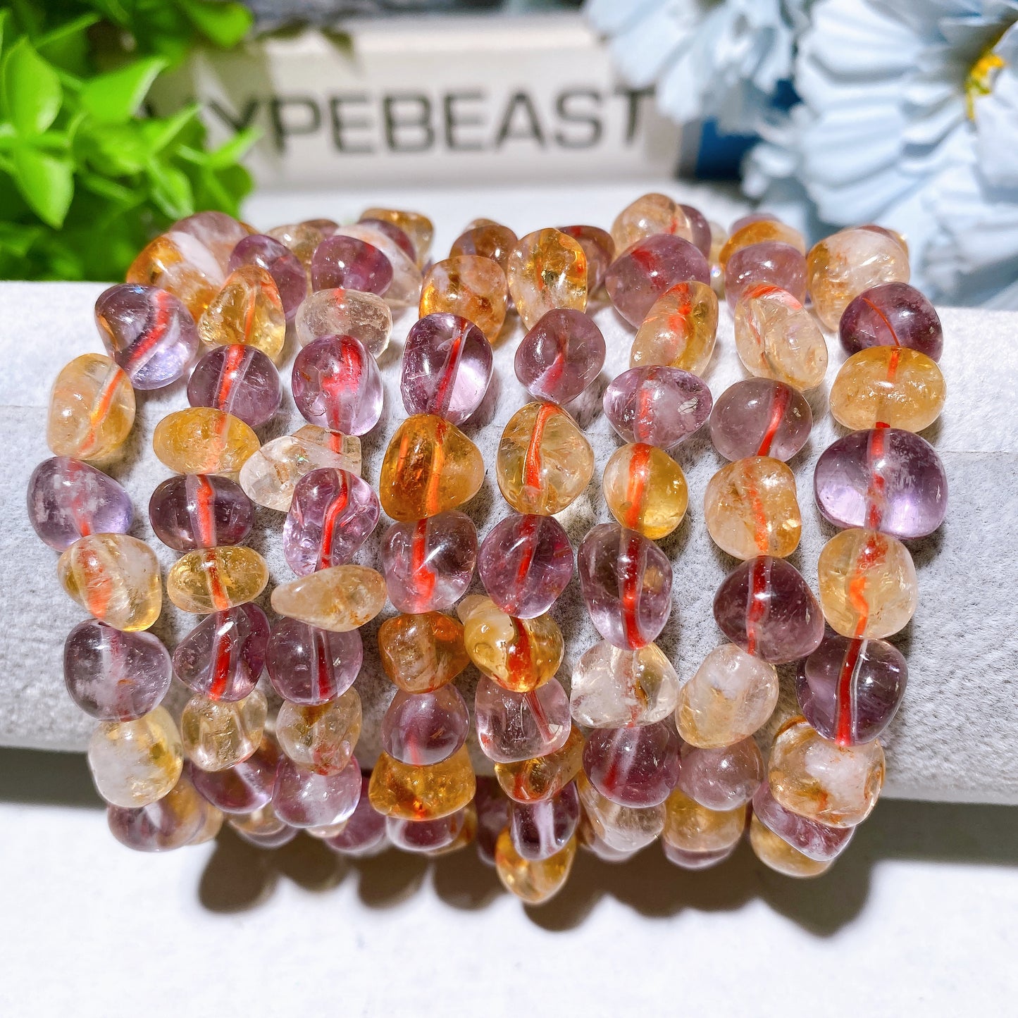 8mm Amethyst Citrine Chips Mixed Polished Crystal Bracelet Crystal Healing Bulk Wholesale