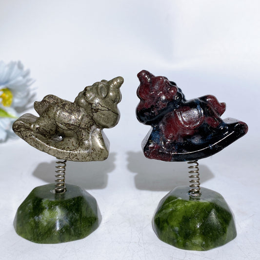 3.2" Crystal Unicorn with Serpentine Base Crystal Healing Bulk Wholesale