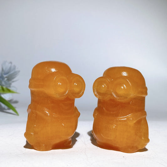 2.4" Orange Calcite Minion Carving Crystal Healing Bulk Wholesale